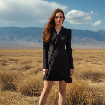 ⏳Time-Limited Special⏰Button-Front Pleated Mini Blazer Dress