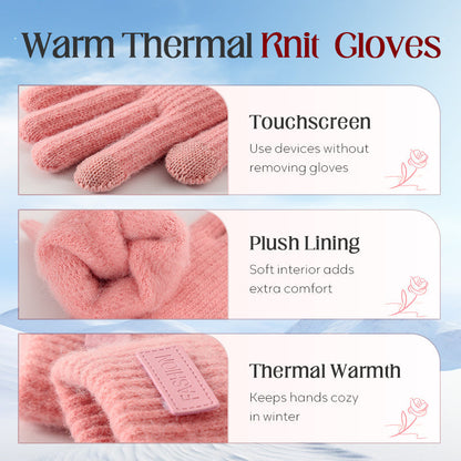 2Pairs Warm Thermal Knit Touchscreen Gloves