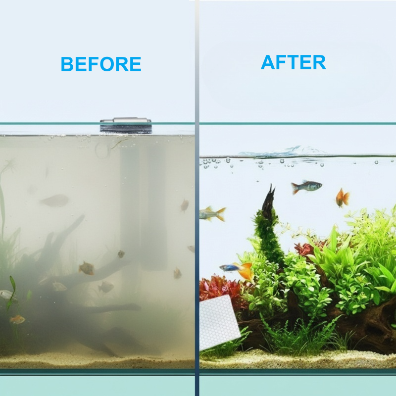 🐠 BUY 1 GET 1 FREE! ✨ AQUARIUM CLARIFYING SHEETS - Crystal Clear Water in 24 Hours, Removes Odors and Impurities, Safe for All Fish and Plants 🌿🔮
