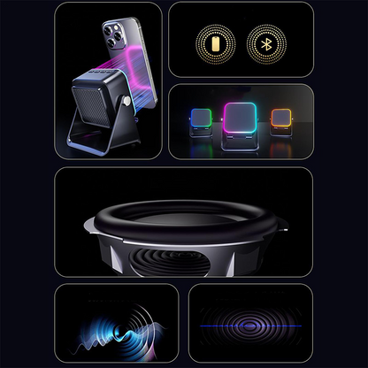 🔥Hot Sale Offers-5-in-1 Wireless Induction Bluetooth Speaker with Adjustable Phone Stand