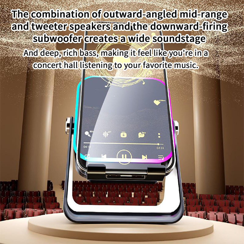 🔥Hot Sale Offers-5-in-1 Wireless Induction Bluetooth Speaker with Adjustable Phone Stand
