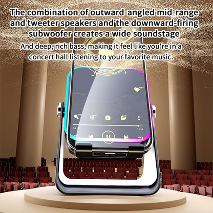 🔥Hot Sale Offers-5-in-1 Wireless Induction Bluetooth Speaker with Adjustable Phone Stand