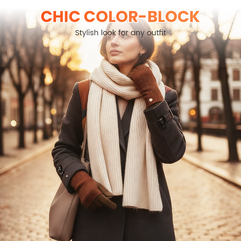 🔥Hot Sale Deals-Warm & Stylish Color-Block Convertible Gloves