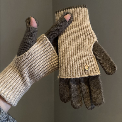 🔥Hot Sale Deals-Warm & Stylish Color-Block Convertible Gloves