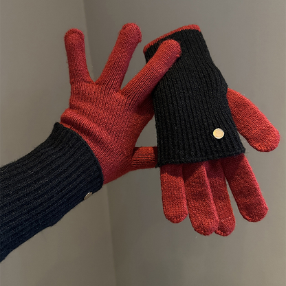 🔥Hot Sale Deals-Warm & Stylish Color-Block Convertible Gloves