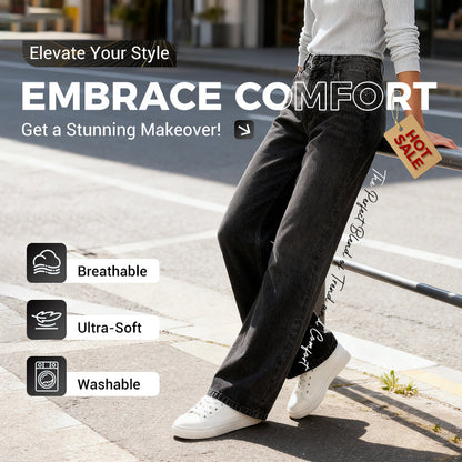 🔥Hot Sale Deals-Relaxed Fit High-Waist Wide-Leg Jeans