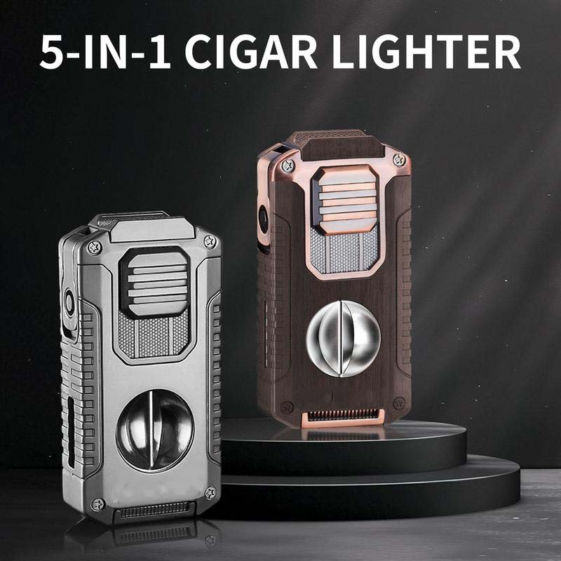 🎅🎁Christmas gifts 🎊5-in-1 Refillable Cigar Torch Lighter with Cutter
