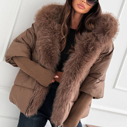 Women’s Fashion Faux Fur Trim Puffer Jacket