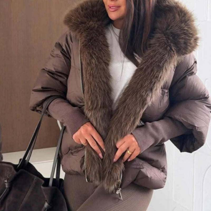 Women’s Fashion Faux Fur Trim Puffer Jacket