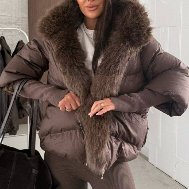 Women’s Fashion Faux Fur Trim Puffer Jacket