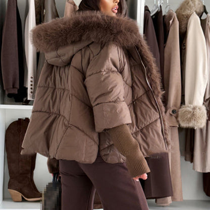 Women’s Fashion Faux Fur Trim Puffer Jacket