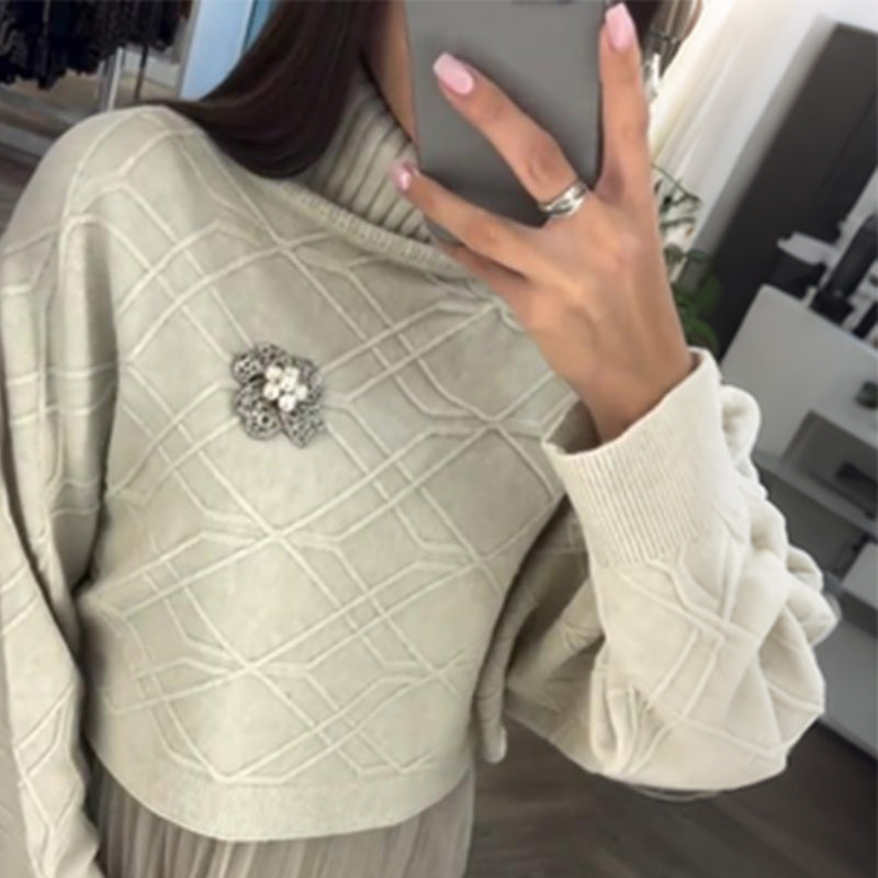 🌟 Hot Sale Deals-WOMEN’S ELEGANT TURTLENECK SWEATER & TULLE SKIRT 2-PIECE SET