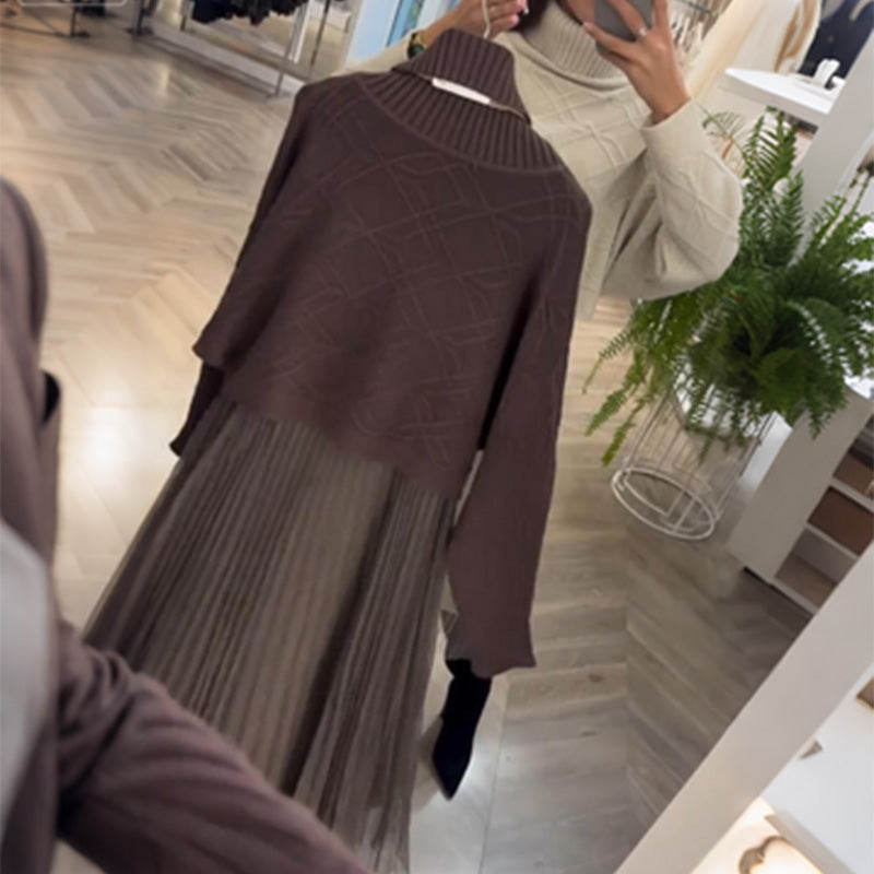 🌟 Hot Sale Deals-WOMEN’S ELEGANT TURTLENECK SWEATER & TULLE SKIRT 2-PIECE SET