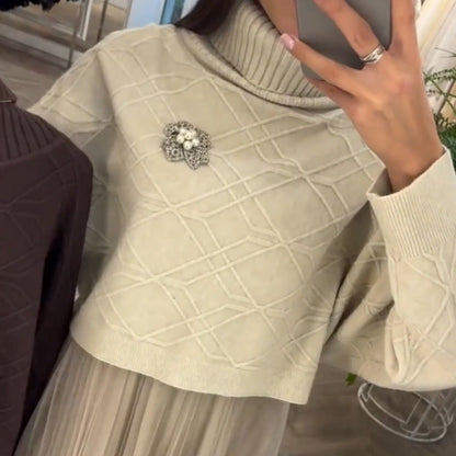 🌟 Hot Sale Deals-WOMEN’S ELEGANT TURTLENECK SWEATER & TULLE SKIRT 2-PIECE SET