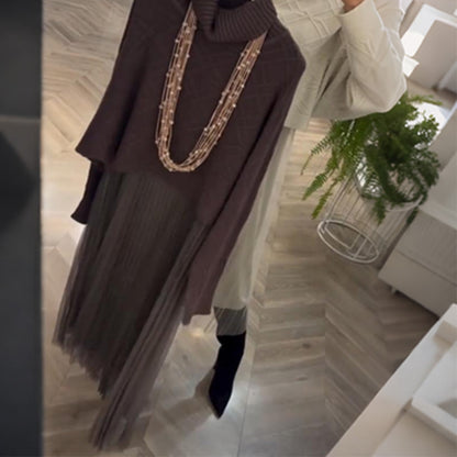 🌟 Hot Sale Deals-WOMEN’S ELEGANT TURTLENECK SWEATER & TULLE SKIRT 2-PIECE SET