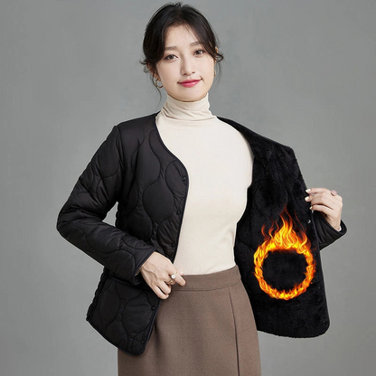 Women's Warm Quilted Button-Up Jacket