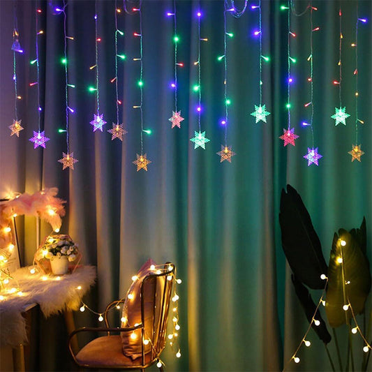 📢📢50 % OFF !!⏰⏰LED Snowflake Curtain String Lights