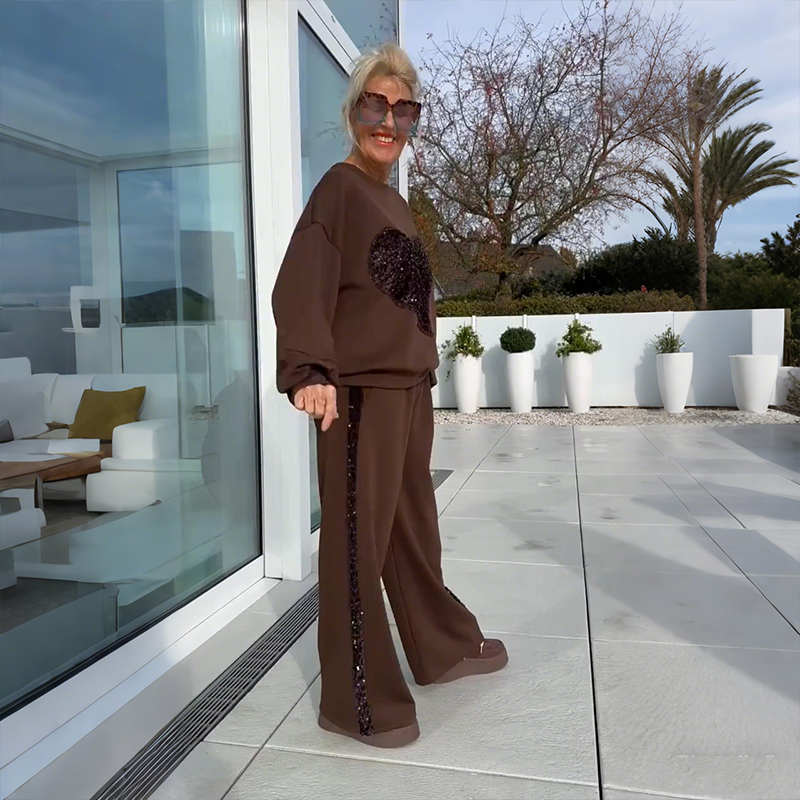 🔥Hot Sale Deals-Women's Sequin Heart Tops & Pants 2-Piece Set