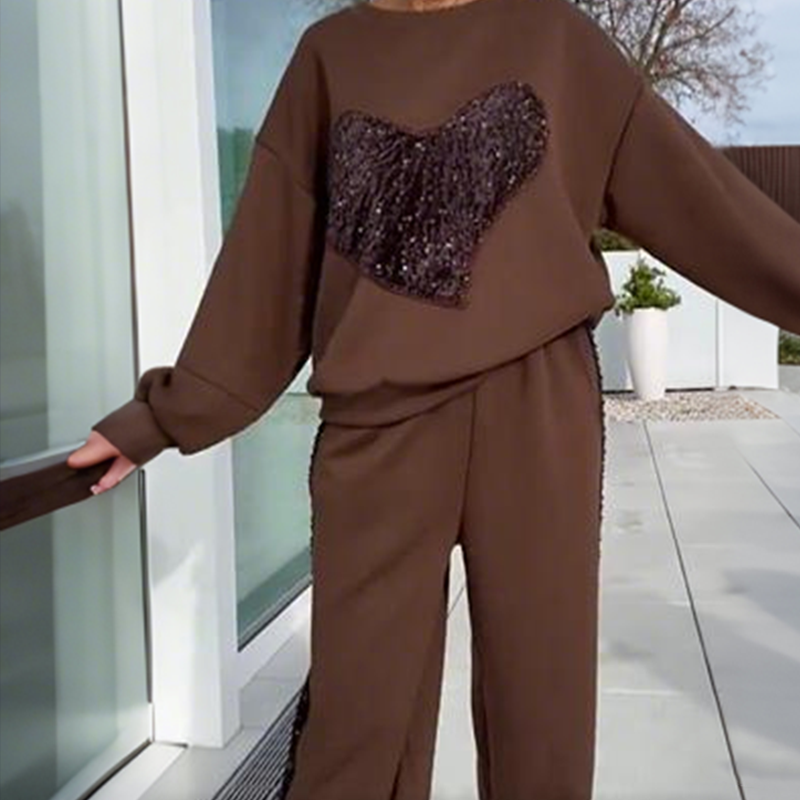 🔥Hot Sale Deals-Women's Sequin Heart Tops & Pants 2-Piece Set