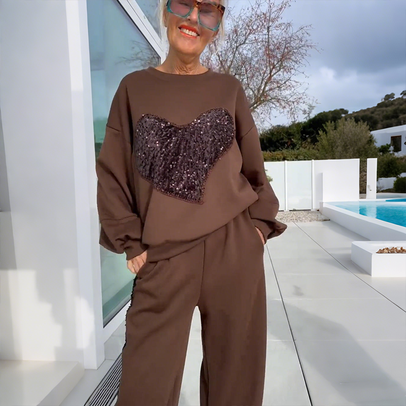 🔥Hot Sale Deals-Women's Sequin Heart Tops & Pants 2-Piece Set