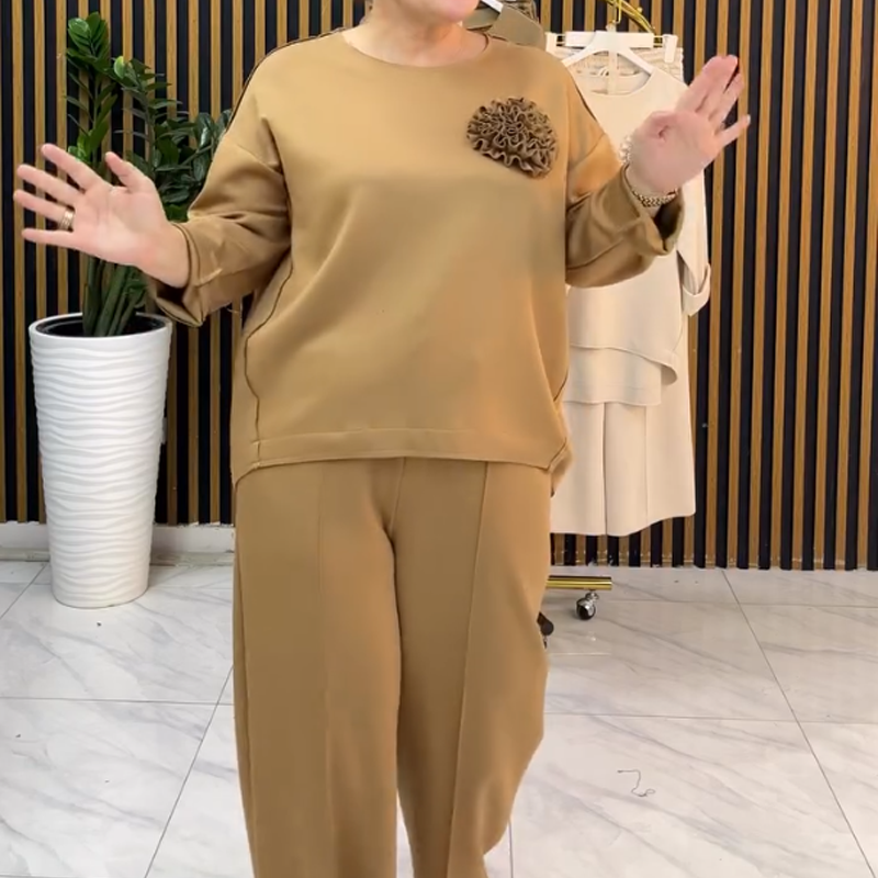 🔥New Arrivals Special Offer-Women's Asymmetrical Hem Top and Wide-Leg Pants Set