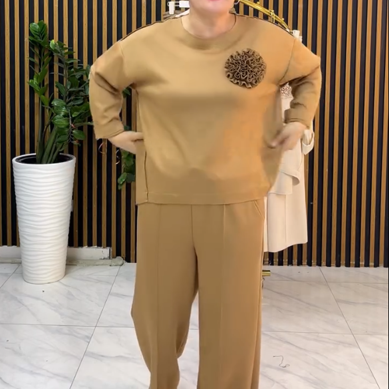 🔥New Arrivals Special Offer-Women's Asymmetrical Hem Top and Wide-Leg Pants Set