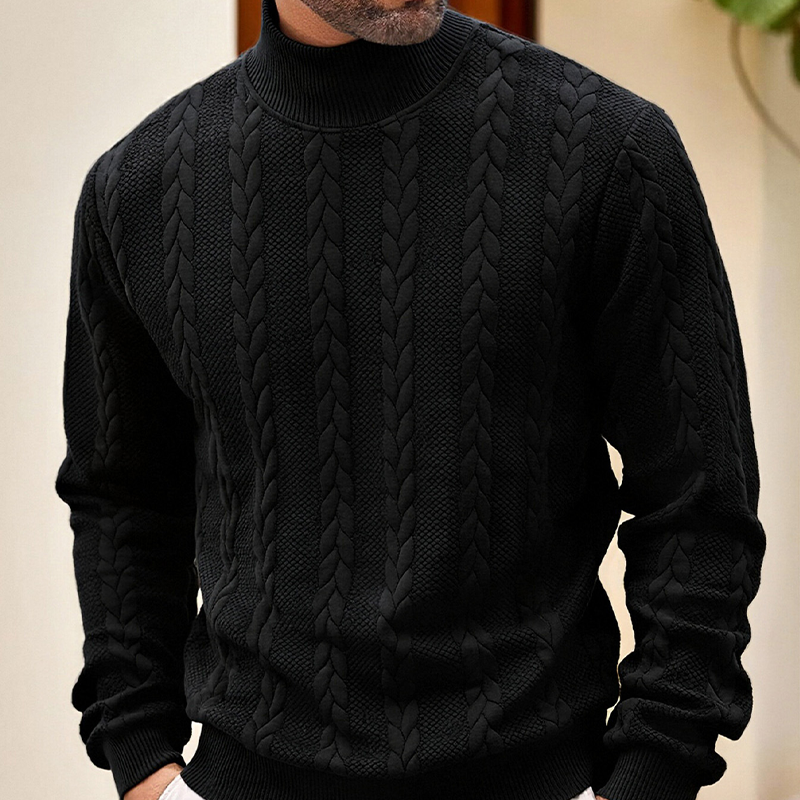 ❄️ Cold-Weather Comfort | Men's Jacquard High-Neck Thermal Knit Sweater