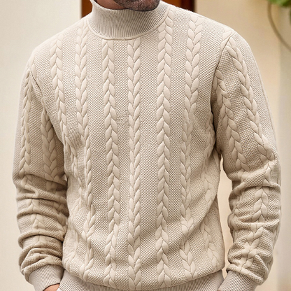 ❄️ Cold-Weather Comfort | Men's Jacquard High-Neck Thermal Knit Sweater