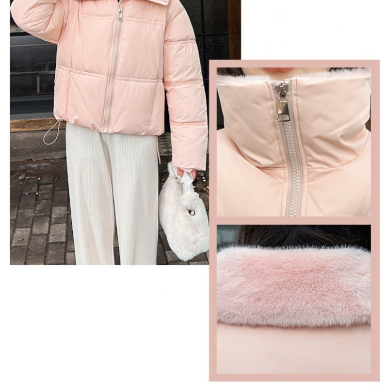 Women's Short Padded Jacket with Lapel Collar