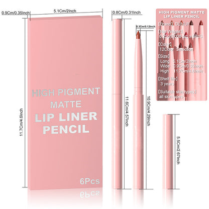 🔥Hot Sale Deals-6 Pack High-Pigment Matte Lip Liner Pencils