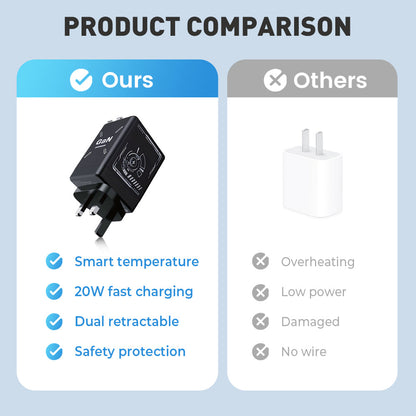 🔥Hot Sale Deals-Retractable Wall Charger with Dual Cables