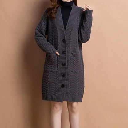 🔥Hot Sale Offers-Women's Long V-Neck Knit Cardigan with Pockets