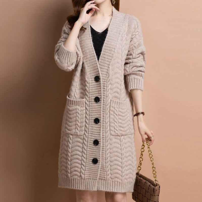 🔥Hot Sale Offers-Women's Long V-Neck Knit Cardigan with Pockets