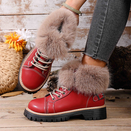 🔥New Arrivals Special Offer-Women's Faux Fur Trim Ankle Boots