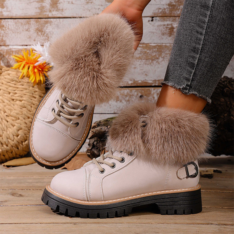 🔥New Arrivals Special Offer-Women's Faux Fur Trim Ankle Boots