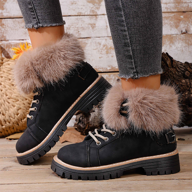 🔥New Arrivals Special Offer-Women's Faux Fur Trim Ankle Boots