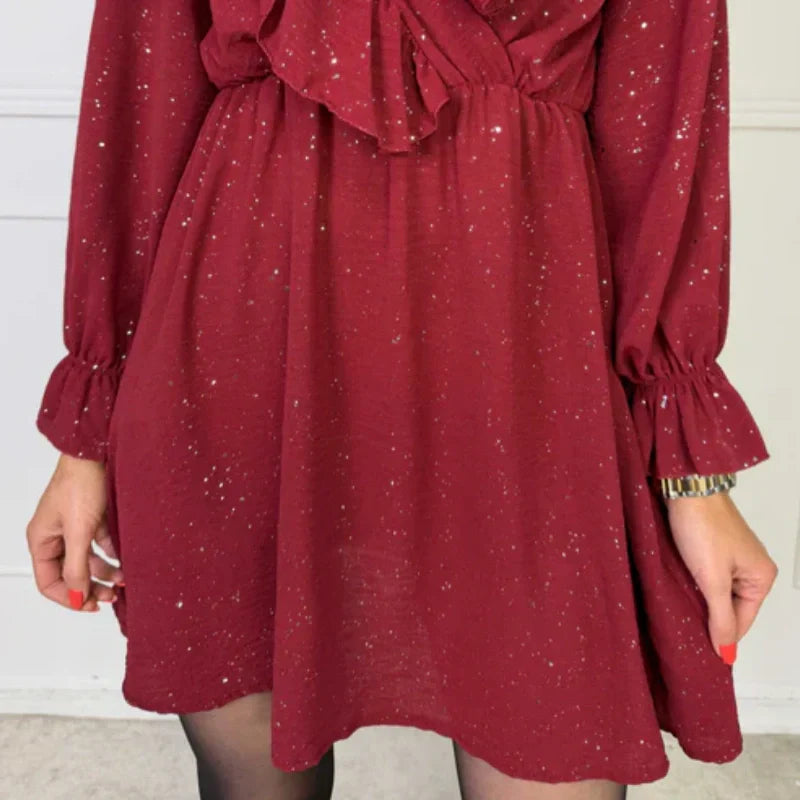 🔥New Arrivals Special Offer-Women’s Ruffled V-Neck A-Line Mini Dress