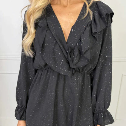 🔥New Arrivals Special Offer-Women’s Ruffled V-Neck A-Line Mini Dress