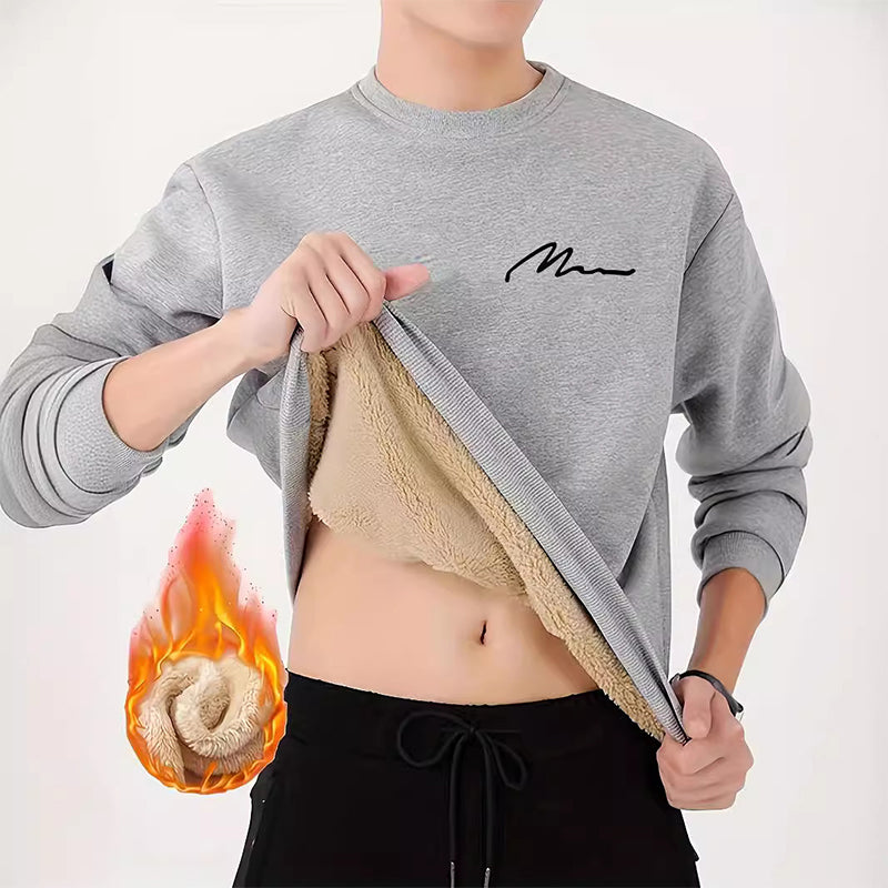 🔥Hot Sale Offers-Men's Thermal Lined Crewneck Sweatshirt