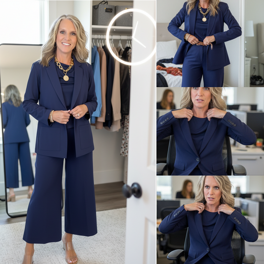 🔥New Arrivals Limited-Time Offer-Women's 3-Piece Suit Set with Wide-Leg Pants and Top