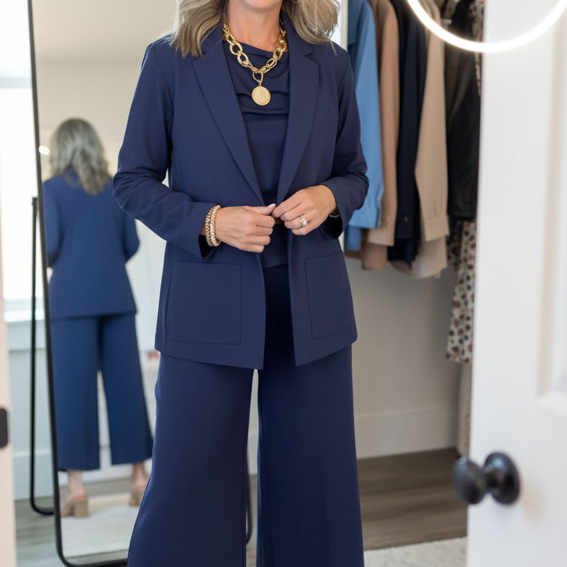 🔥New Arrivals Limited-Time Offer-Women's 3-Piece Suit Set with Wide-Leg Pants and Top