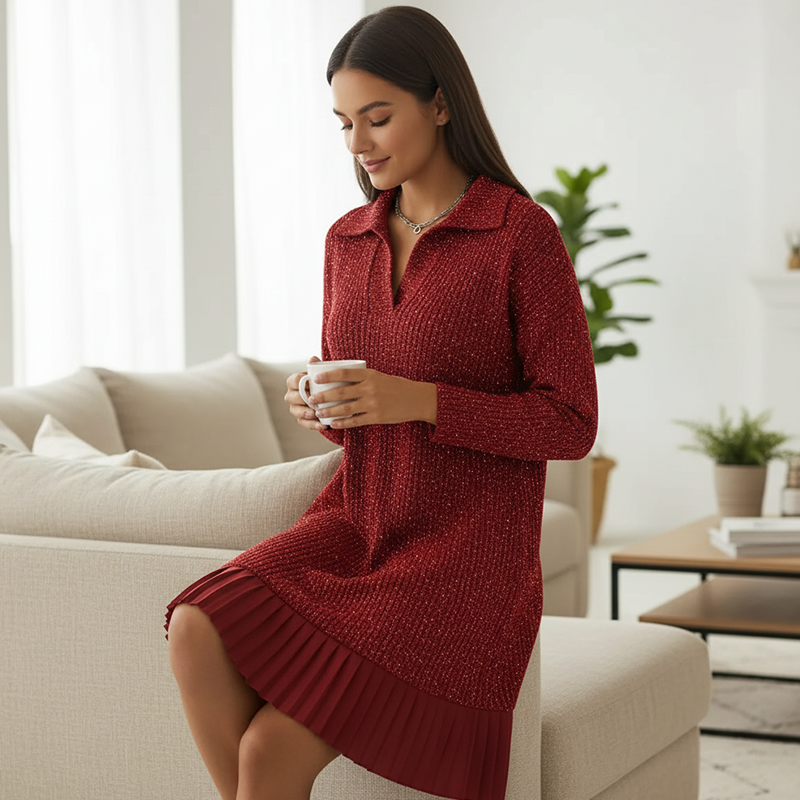 Women’s Sparkle Lapel A-Line Short Dress