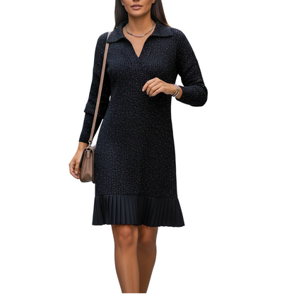 Women’s Sparkle Lapel A-Line Short Dress