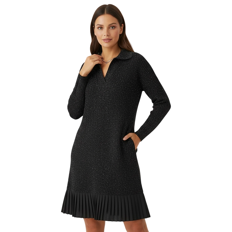 Women’s Sparkle Lapel A-Line Short Dress