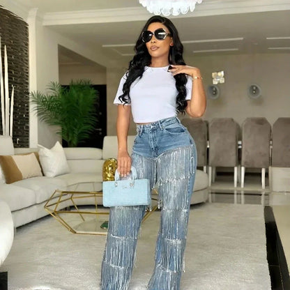 🔥Hot Sale Deals-Women's Sequin Tassels Jeans