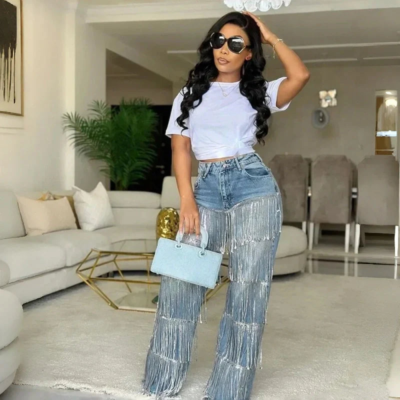 🔥Hot Sale Deals-Women's Sequin Tassels Jeans