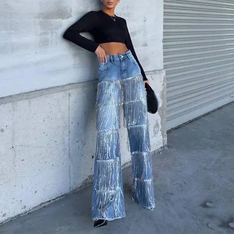 🔥Hot Sale Deals-Women's Sequin Tassels Jeans