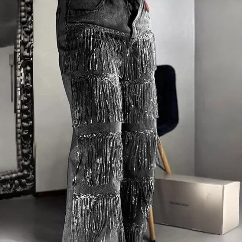🔥Hot Sale Deals-Women's Sequin Tassels Jeans