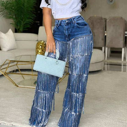 🔥Hot Sale Deals-Women's Sequin Tassels Jeans