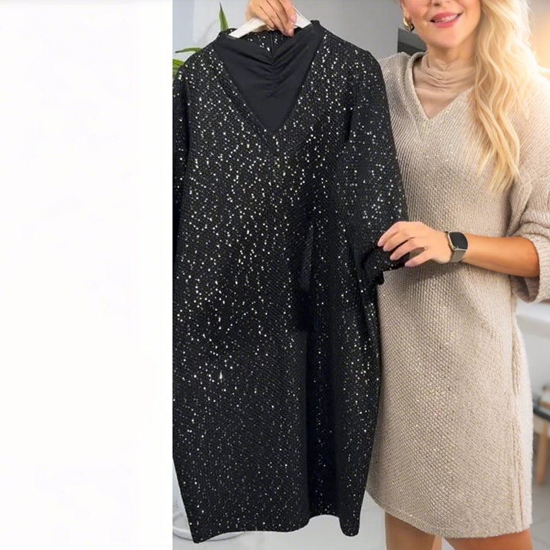 Women’s Sparkle Tunic 3/4 Sleeve Knee-Length Dress